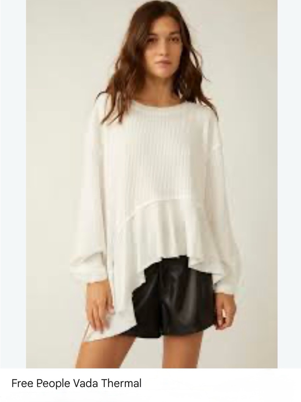 We The Free Vada Oversized Ribbed Scoop-Neck Thermal in White